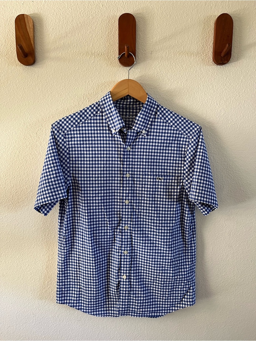 Vineyard Vines Men's Blue Gingham Short-Sleeve Button-Down Shirt